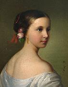 unknow artist Portrait of a young woman with roses in her hair Spain oil painting artist